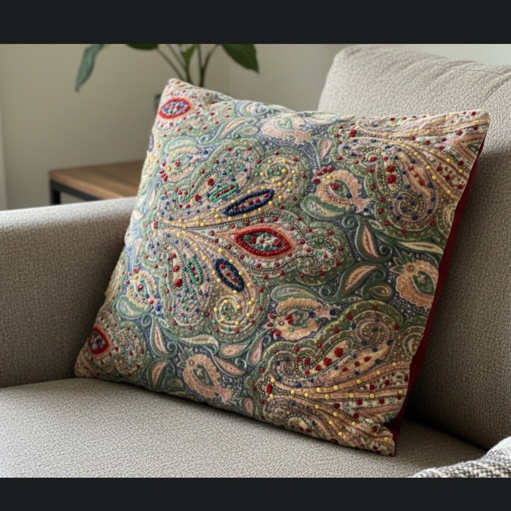 Pottery Barn Multicolor Paisley Accent Pillow